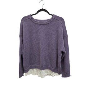 Brochu Walker L Corbin Looker Layered Crewneck Sweater Lilac Linen Cashmere 3448